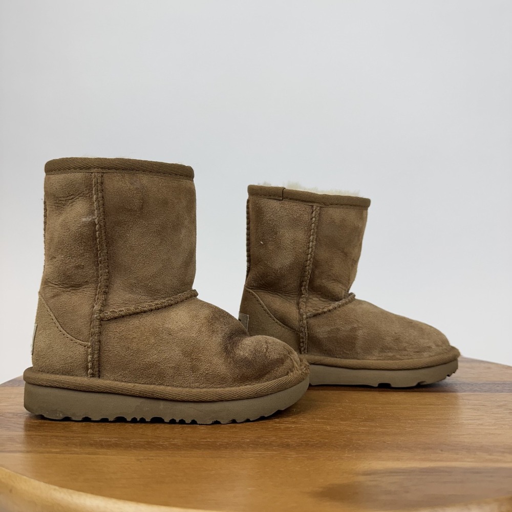 Little Kids Ugg Classic Tall II‎ Chestnut Brown Sheepskin Suede Boots Size 8 C
